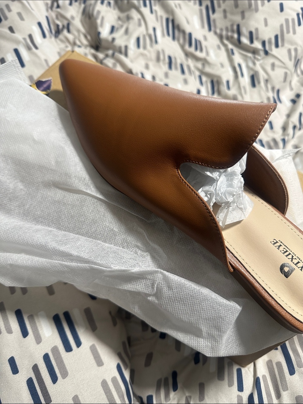 Pointed Toe Brown Leather Mule -